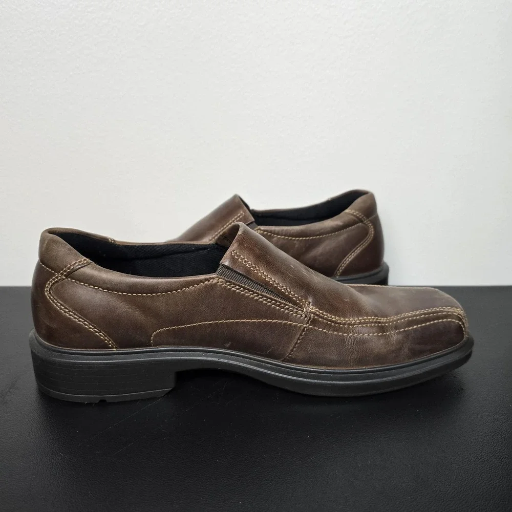 ECCO Shoes Mens Size 41 8 Brown Leather Helsinki Bike Toe Slip‎ On Loafer Dress